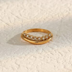 Adeline Diamond Simulant Gold Ring