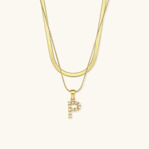 Fiona Layered Gold Initial Letter Necklace