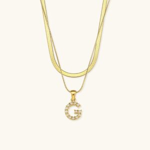 Fiona Layered Gold Initial Letter Necklace