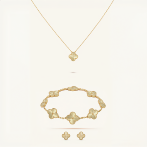 3-Piece Clover Jewelry Set – Gold Bracelet Stack
