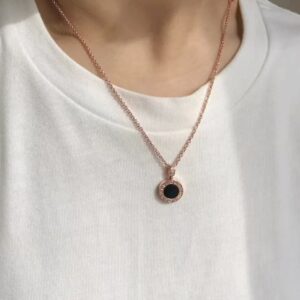 Veloura Black Enamel Halo Necklace