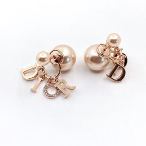 Veloura Letter Charm Pearl Earrings