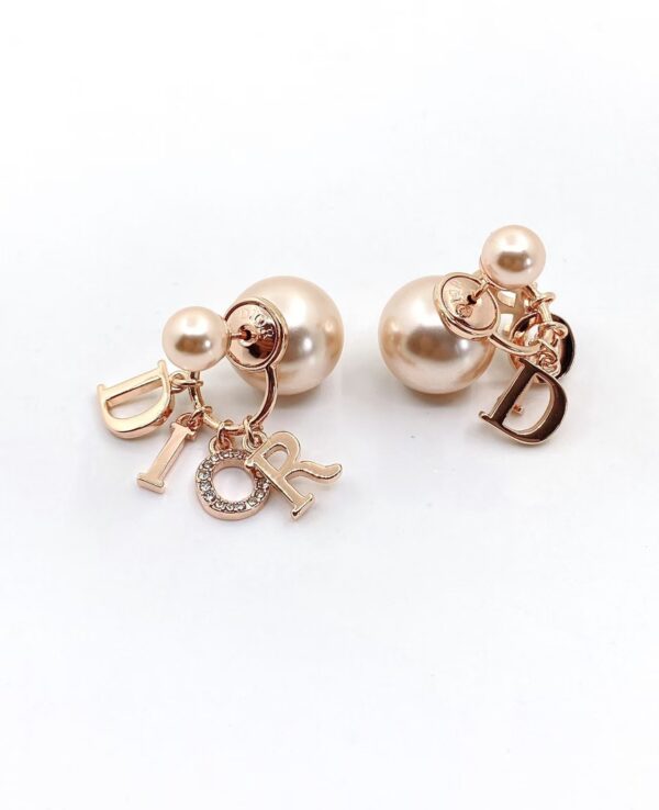 Veloura Letter Charm Pearl Earrings