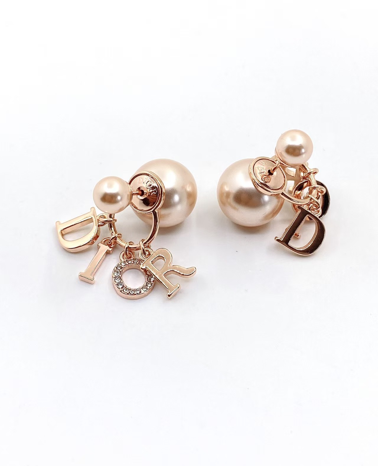Veloura Letter Charm Pearl Earrings