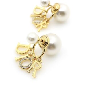 Veloura Letter Charm Pearl Earrings