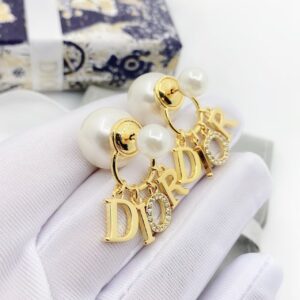 Veloura Letter Charm Pearl Earrings