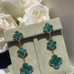 Veloura Malachite Three-Flower Earrings