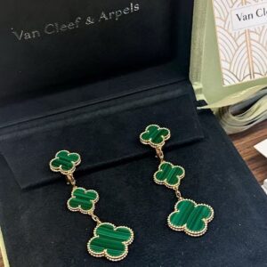 Veloura Malachite Three-Flower Earrings