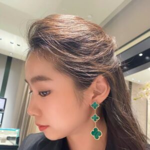Veloura Malachite Three-Flower Earrings