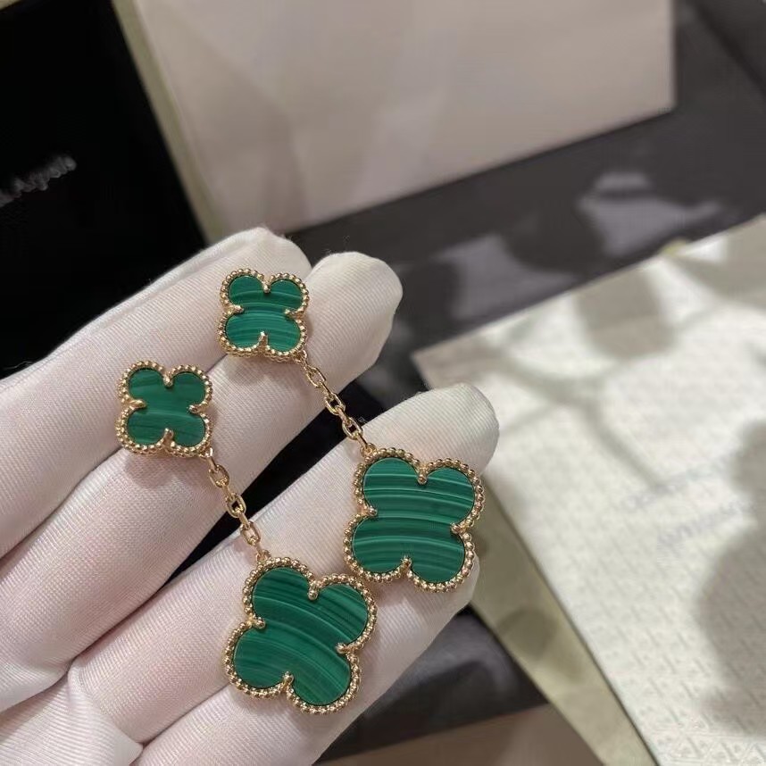 Veloura Malachite Two-Flower Earrings