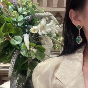 Veloura Malachite Two-Flower Earrings