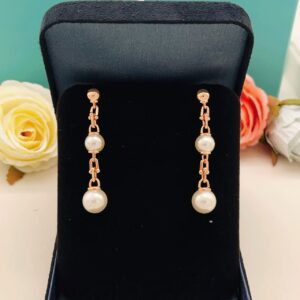 Veloura Rose-Gold Pearl Tassel Earrings